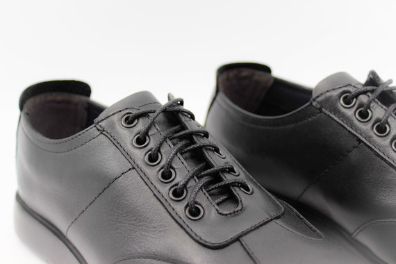 Siyah Deri Günlük Sneaker Ayakkabı 44519 - Thumbnail