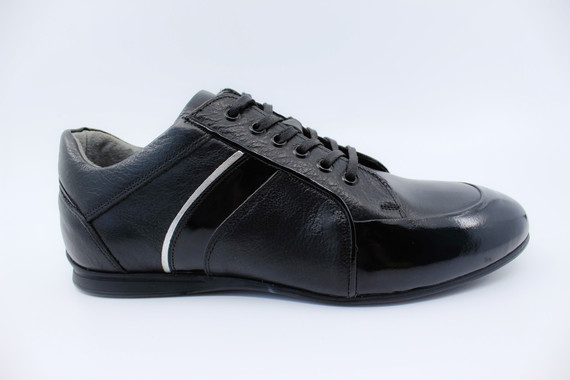 Siyah+Siyah Rugan Deri Sneaker Ayakkabı 01708991N02 - Thumbnail