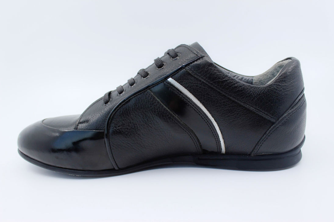 Siyah+Siyah Rugan Deri Sneaker Ayakkabı 01708991N02